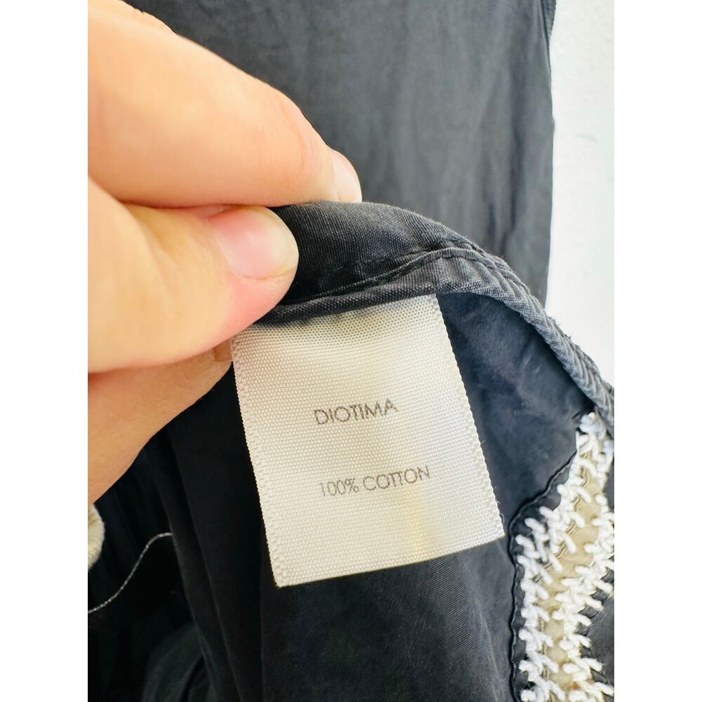 DIOTIMA Black White Relaxed Silhouette Decorative Stitching Pocomania Gown sz S - Picture 12 of 13